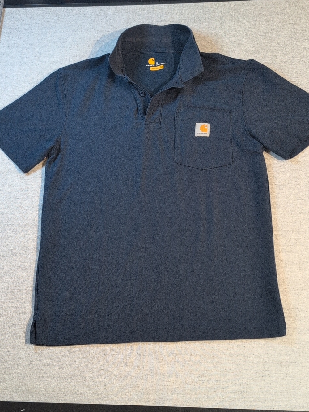 Carhartt Men's Loose Fit Pocket Polo Short Sleeve Shirt Navy K570 Size Small